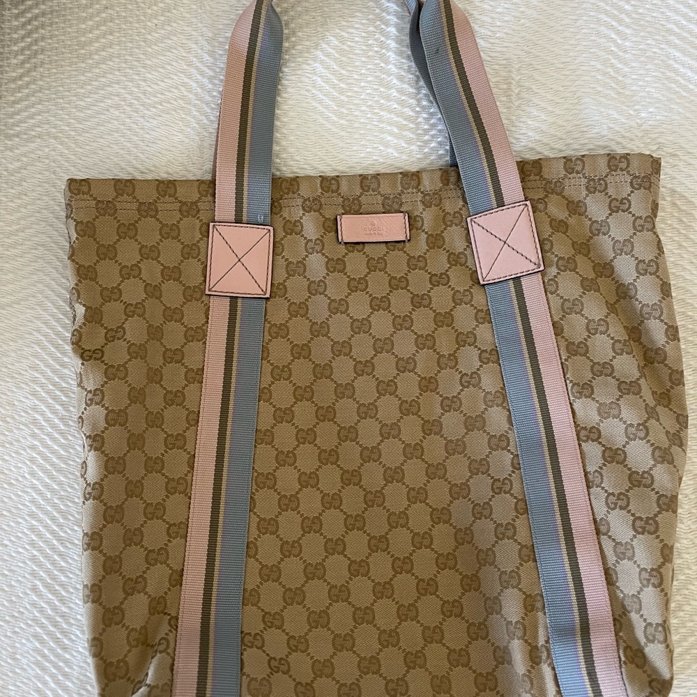 Gucci Brown and Pink Signature Tote